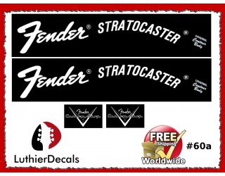 Fender Stratocaster Guitar Decal White #60a